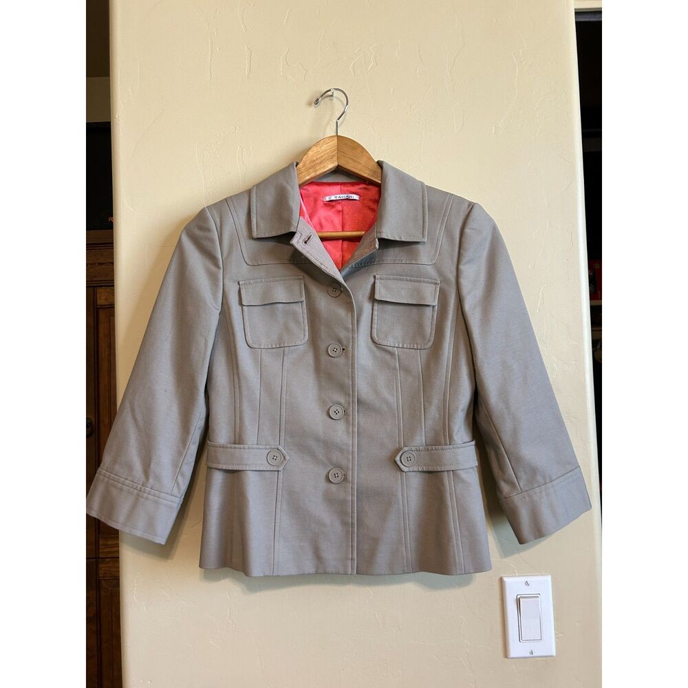 Tahari Sahara khaki brightly colored lined blazer/jacket 4 /US 8 /UK 40 IT